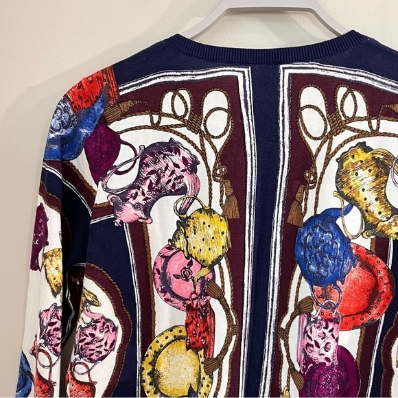 Talbots Petites Tea Party Print Classic Cardigan Sweater - Picture 6 of 16